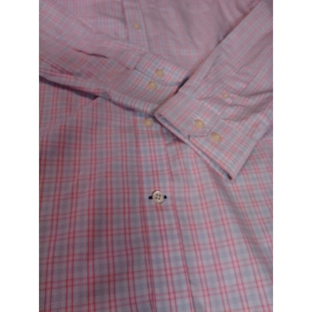 Banana Republic Men’s Medium 15-15.5 Non-Iron Classic Fit Shirt Pink Blue Plaid